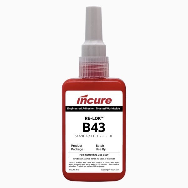 Incure Re-Lok™ B43 Blue Threadlocking Adhesive (Standard Duty) – 50ml / 250ml