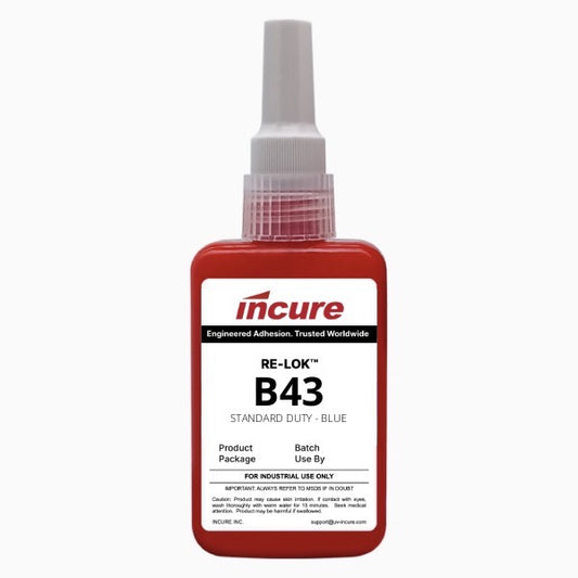 Incure Re-Lok™ B43 Blue Threadlocking Adhesive (Standard Duty) – 50ml / 250ml