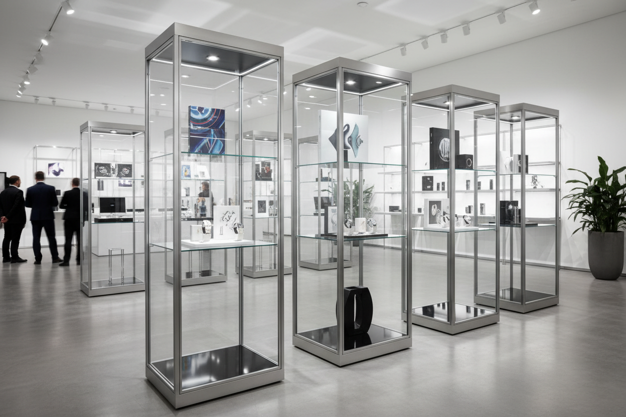 metal glass displays
