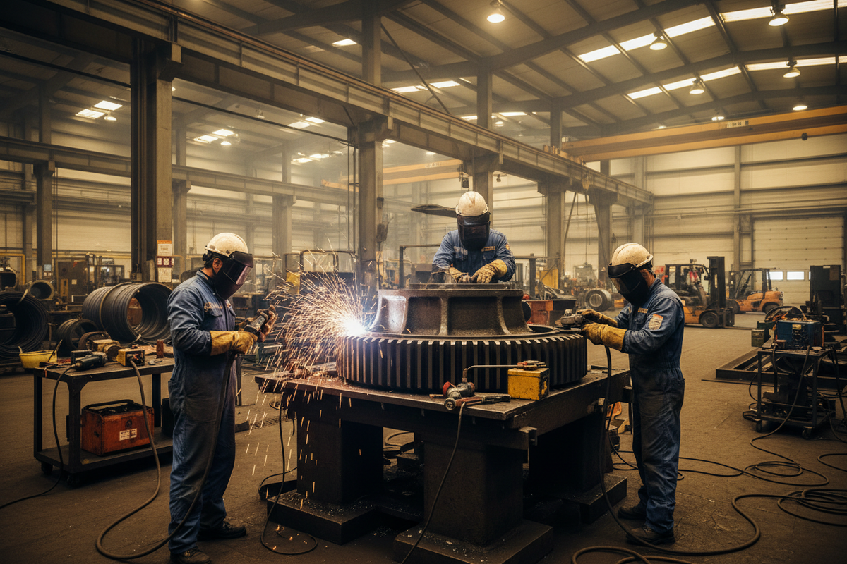 repairing cast iron in industrial site